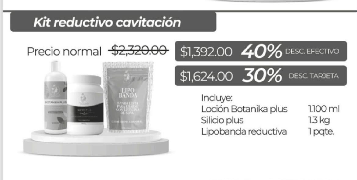 Kit reductivo cavitacion