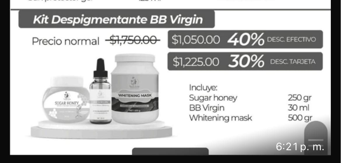 Kit Despigmentante bb virgin