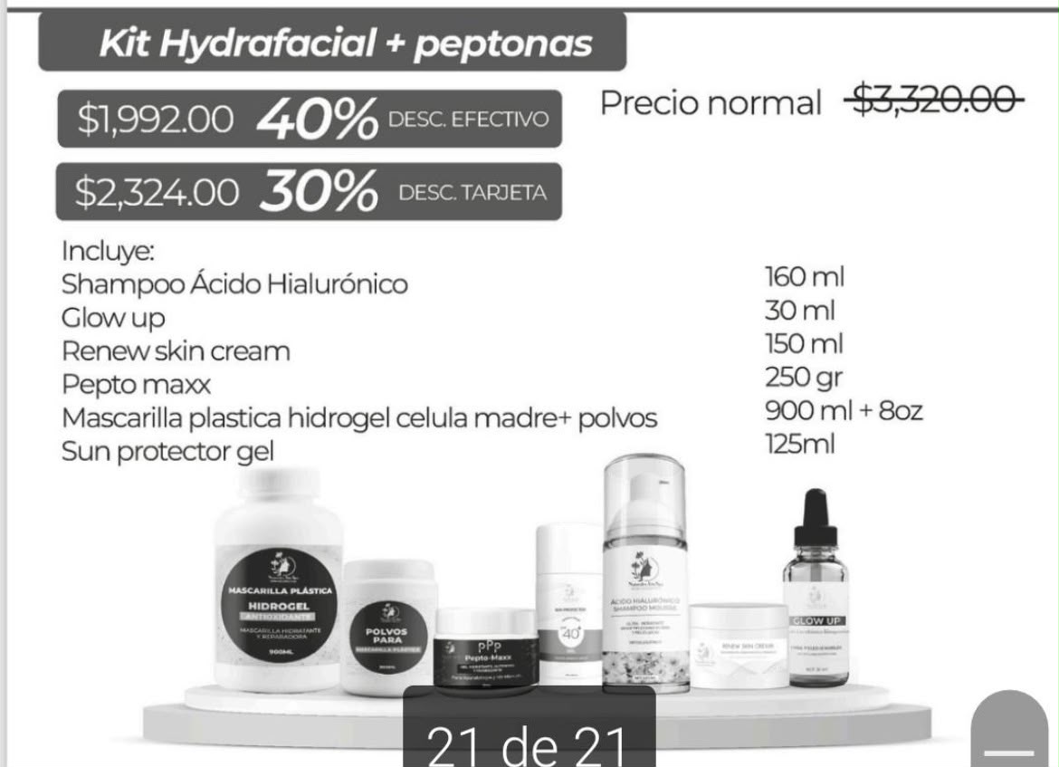 Kit hydrafacial + peptonas